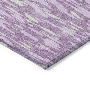 HomeRoots 5' Abstract Lavender and Ivory Washable Area Rug for Modern Indoor and Outdoor Spaces, Durable Design 9' X 12' 612681