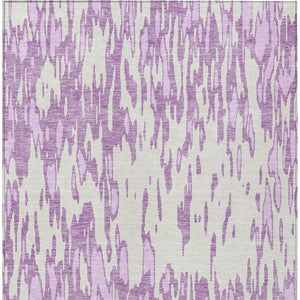 HomeRoots 5' Abstract Lavender and Ivory Washable Area Rug for Modern Indoor and Outdoor Spaces, Durable Design 10' X 14' 612682