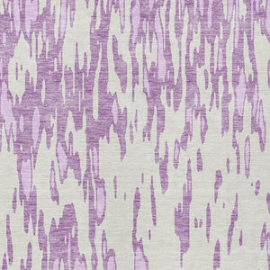 HomeRoots 5' Abstract Lavender and Ivory Washable Area Rug for Modern Indoor and Outdoor Spaces, Durable Design 10' X 14' 612682
