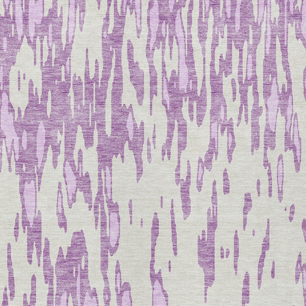 HomeRoots 5' Abstract Lavender and Ivory Washable Area Rug for Modern Indoor and Outdoor Spaces, Durable Design 10' X 14' 612682
