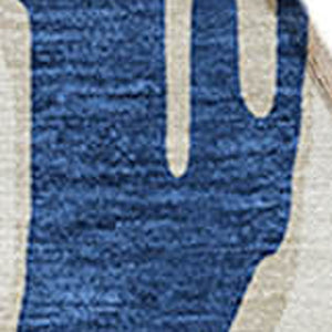 HomeRoots 5' Navy Blue and Ivory Abstract Area Rug - Stylish, Washable, Indoor/Outdoor, Perfect for High-Traffic Spaces 8' Round 612685