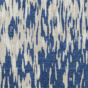 HomeRoots 5' Navy Blue and Ivory Abstract Area Rug - Stylish, Washable, Indoor/Outdoor, Perfect for High-Traffic Spaces 10' X 14' 612688
