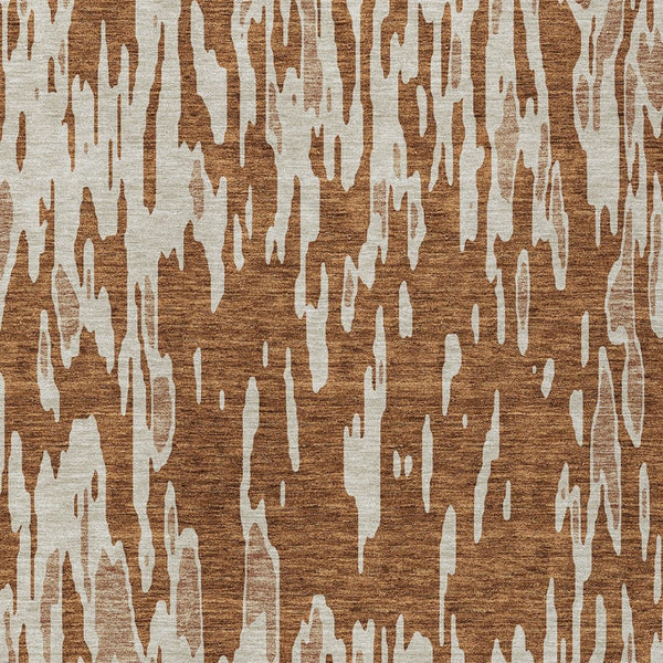 HomeRoots 5' Bold Orange and Ivory Abstract Indoor Outdoor Area Rug - Stylish, Durable, Easy-Care Design 5' X 8' 612690