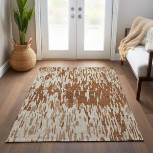 HomeRoots 5' Bold Orange and Ivory Abstract Indoor Outdoor Area Rug - Stylish, Durable, Easy-Care Design 5' X 8' 612690