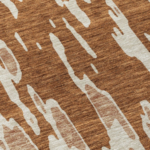 HomeRoots 5' Bold Orange and Ivory Abstract Indoor Outdoor Area Rug - Stylish, Durable, Easy-Care Design 8' Round 612691