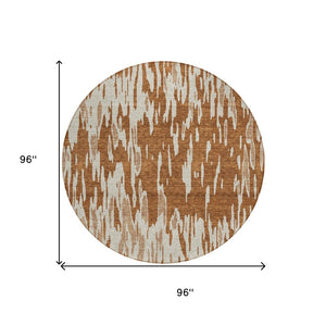 HomeRoots 5' Bold Orange and Ivory Abstract Indoor Outdoor Area Rug - Stylish, Durable, Easy-Care Design 8' Round 612691