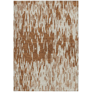 HomeRoots 5' Bold Orange and Ivory Abstract Indoor Outdoor Area Rug - Stylish, Durable, Easy-Care Design 9' X 12' 612693