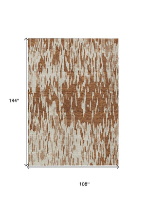 HomeRoots 5' Bold Orange and Ivory Abstract Indoor Outdoor Area Rug - Stylish, Durable, Easy-Care Design 9' X 12' 612693