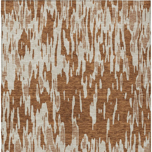 HomeRoots 5' Bold Orange and Ivory Abstract Indoor Outdoor Area Rug - Stylish, Durable, Easy-Care Design 9' X 12' 612693
