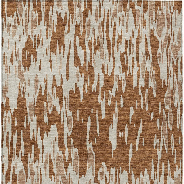 HomeRoots 5' Bold Orange and Ivory Abstract Indoor Outdoor Area Rug - Stylish, Durable, Easy-Care Design 9' X 12' 612693