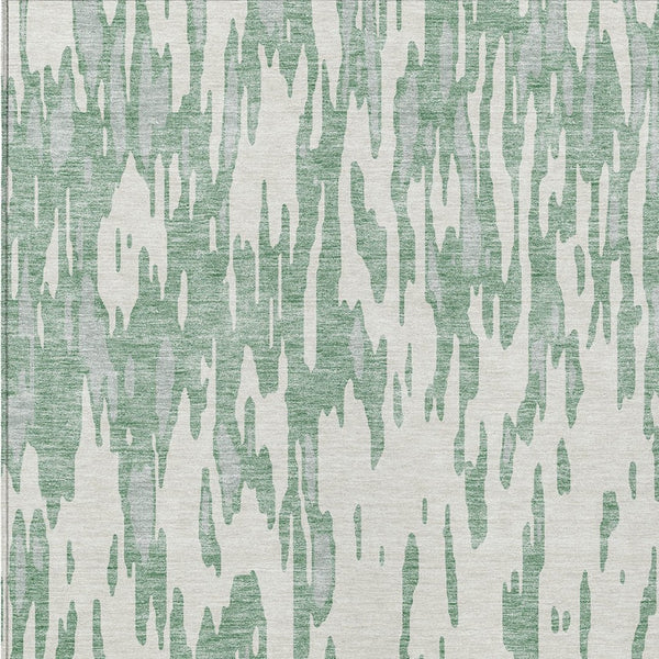 HomeRoots 5' Modern Sage and Ivory Abstract Area Rug for Indoor and Outdoor Use - Durable, Washable Design 5' X 8' 612696