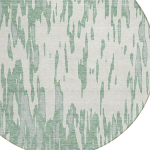HomeRoots 5' Modern Sage and Ivory Abstract Area Rug for Indoor and Outdoor Use - Durable, Washable Design 8' Round 612697