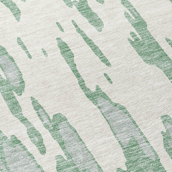 HomeRoots 5' Modern Sage and Ivory Abstract Area Rug for Indoor and Outdoor Use - Durable, Washable Design 8' Round 612697