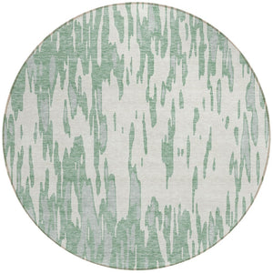 HomeRoots 5' Modern Sage and Ivory Abstract Area Rug for Indoor and Outdoor Use - Durable, Washable Design 8' Round 612697