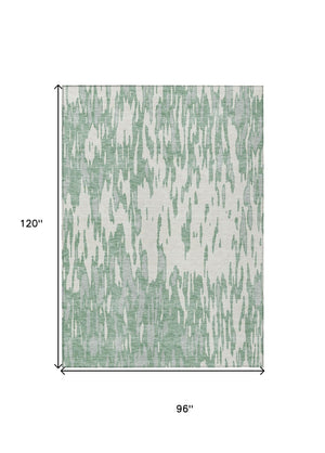 HomeRoots 5' Modern Sage and Ivory Abstract Area Rug for Indoor and Outdoor Use - Durable, Washable Design 8' X 10' 612698