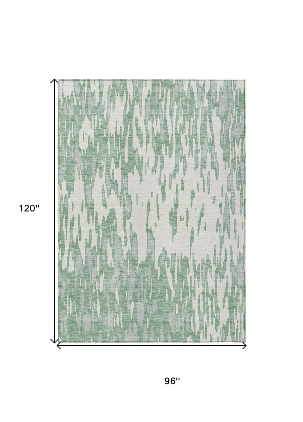 HomeRoots 5' Modern Sage and Ivory Abstract Area Rug for Indoor and Outdoor Use - Durable, Washable Design 8' X 10' 612698