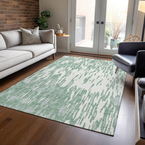 HomeRoots 5' Modern Sage and Ivory Abstract Area Rug for Indoor and Outdoor Use - Durable, Washable Design 8' X 10' 612698