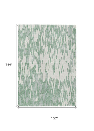 HomeRoots 9' X 12' Sage and Ivory Abstract Area Rug - Stylish, Washable, Indoor/Outdoor, Durable, Low-Maintenance Design 612699