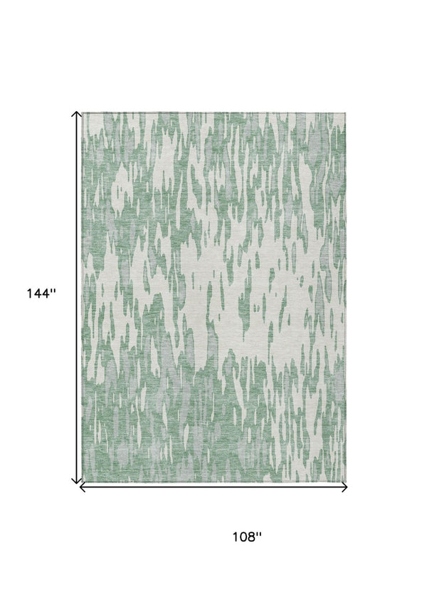HomeRoots 9' X 12' Sage and Ivory Abstract Area Rug - Stylish, Washable, Indoor/Outdoor, Durable, Low-Maintenance Design 612699
