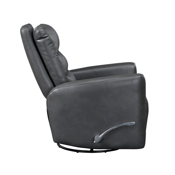 English Elm Glider Swivel Recliner Chair with Smooth Gliding Motion, Breathable Faux Leather, Luxurious Comfort and Space-Saving Design Gray 34 L x 31 W x 26.5 H B011P287701