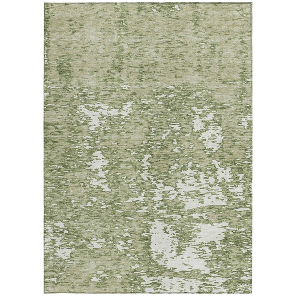 Homeroots 3' Abstract Washable Area Rug - Durable Indoor Outdoor Rectangle Rug For Stylish Spaces Sage Polyester 612701