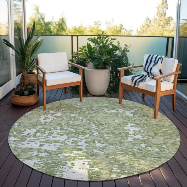 Homeroots 3' Abstract Washable Area Rug - Durable Indoor Outdoor Rectangle Rug For Stylish Spaces Sage Polyester 612703