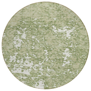 HomeRoots 5' Stylish Sage and Ivory Abstract Area Rug for Indoor and Outdoor Use - Durable, Washable Design 8' Round 612703