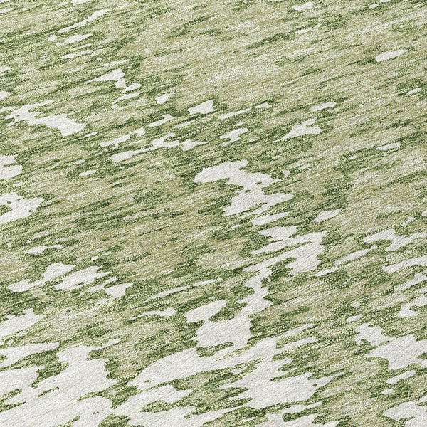 Homeroots 3' Abstract Washable Area Rug - Durable Indoor Outdoor Rectangle Rug For Stylish Spaces Sage Polyester 612703