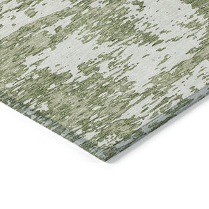 Homeroots 3' Abstract Washable Area Rug - Durable Indoor Outdoor Rectangle Rug For Stylish Spaces Sage Polyester 612706