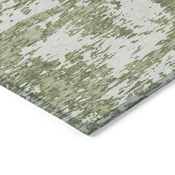 Homeroots 3' Abstract Washable Area Rug - Durable Indoor Outdoor Rectangle Rug For Stylish Spaces Sage Polyester 612706