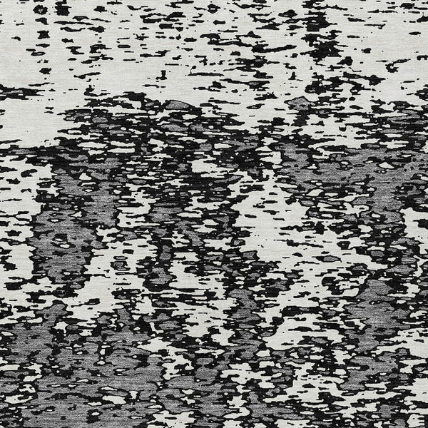 Homeroots 3' Abstract Washable Area Rug - Durable Indoor Outdoor Rectangle Rug For Stylish Spaces Black Polyester 612708