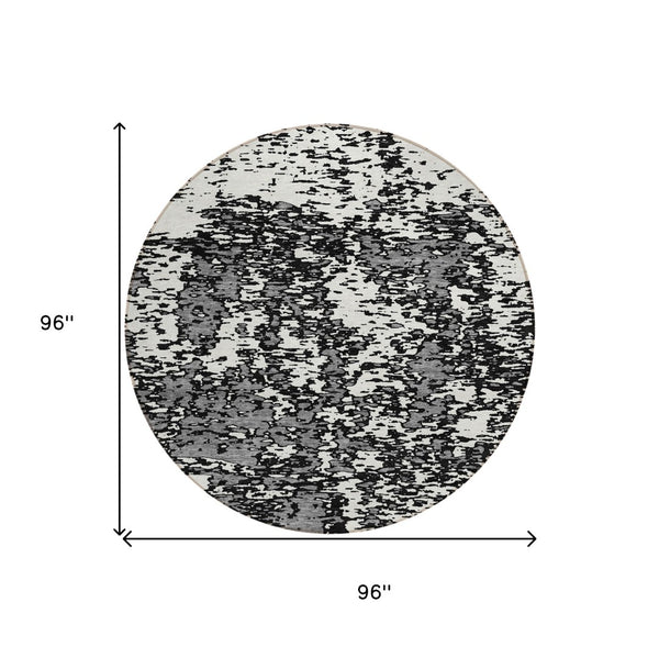 Homeroots 3' Abstract Washable Area Rug - Durable Indoor Outdoor Rectangle Rug For Stylish Spaces Black Polyester 612709