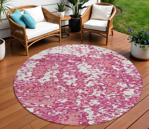 Homeroots 3' Abstract Washable Area Rug - Durable Indoor Outdoor Rectangle Rug For Stylish Spaces Blush Polyester 612715