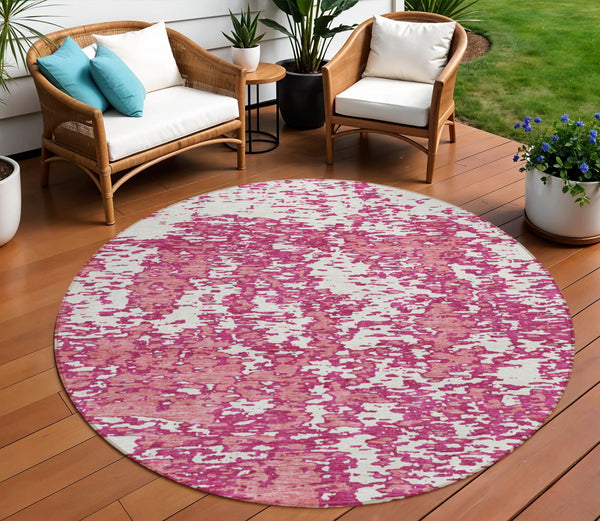 Homeroots 3' Abstract Washable Area Rug - Durable Indoor Outdoor Rectangle Rug For Stylish Spaces Blush Polyester 612715