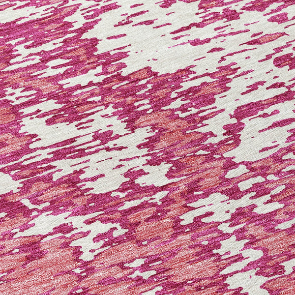 Homeroots 3' Abstract Washable Area Rug - Durable Indoor Outdoor Rectangle Rug For Stylish Spaces Blush Polyester 612715