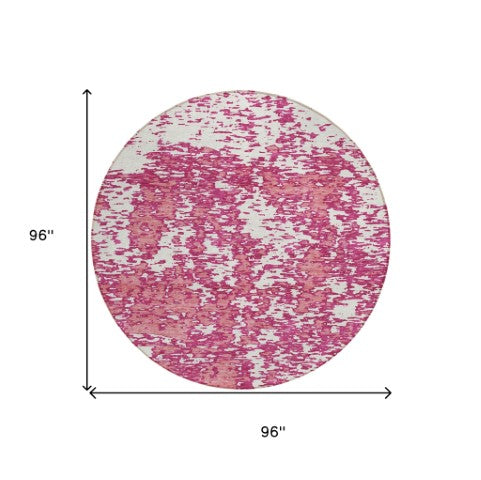 Homeroots 3' Abstract Washable Area Rug - Durable Indoor Outdoor Rectangle Rug For Stylish Spaces Blush Polyester 612715