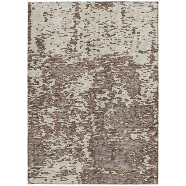 Homeroots 3' Abstract Washable Area Rug - Durable Indoor Outdoor Rectangle Rug For Stylish Spaces Brown Polyester 612719