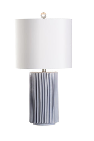 Wildwood Pozzallo Ceramic Lamp Azzurro — Handmade Italian 27.5" Sky-Blue Fluted Base With White Drum Shade 61272