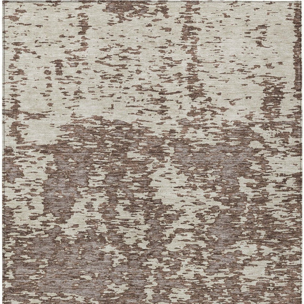 Homeroots 3' Abstract Washable Area Rug - Durable Indoor Outdoor Rectangle Rug For Stylish Spaces Brown Polyester 612720