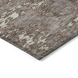 Homeroots 3' Abstract Washable Area Rug - Durable Indoor Outdoor Rectangle Rug For Stylish Spaces Brown Polyester 612720