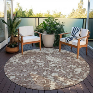Homeroots 3' Abstract Washable Area Rug - Durable Indoor Outdoor Rectangle Rug For Stylish Spaces Brown Polyester 612721