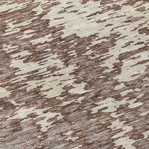 Homeroots 3' Abstract Washable Area Rug - Durable Indoor Outdoor Rectangle Rug For Stylish Spaces Brown Polyester 612721