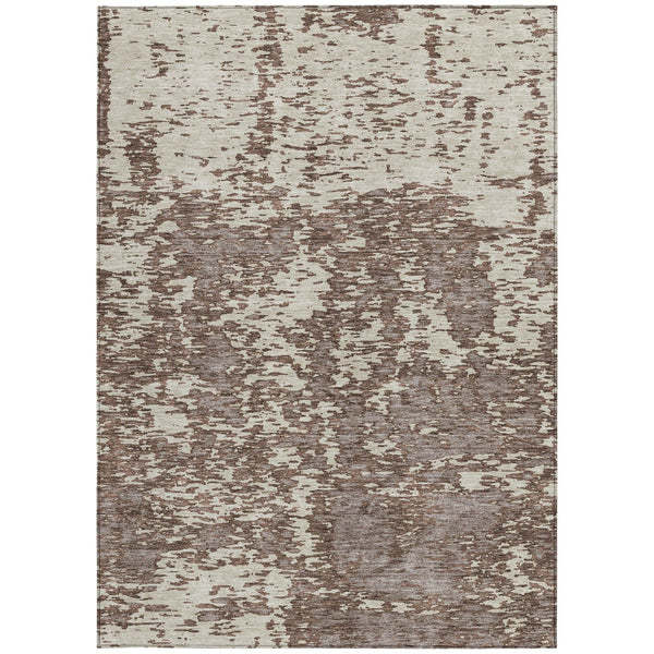 Homeroots 3' Abstract Washable Area Rug - Durable Indoor Outdoor Rectangle Rug For Stylish Spaces Brown Polyester 612722