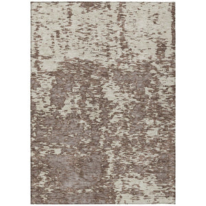 HomeRoots 5' Brown and Ivory Abstract Washable Area Rug for Indoor and Outdoor Spaces – Durable, Stylish, Easy Care 9' X 12' 612723