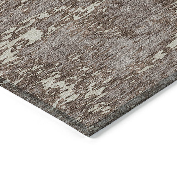 Homeroots 3' Abstract Washable Area Rug - Durable Indoor Outdoor Rectangle Rug For Stylish Spaces Brown Polyester 612723