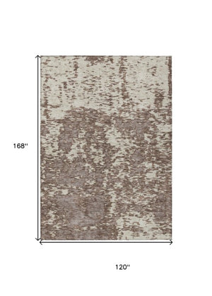 Homeroots 3' Abstract Washable Area Rug - Durable Indoor Outdoor Rectangle Rug For Stylish Spaces Brown Polyester 612724