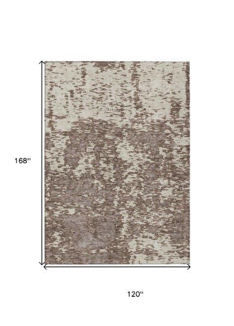 Homeroots 3' Abstract Washable Area Rug - Durable Indoor Outdoor Rectangle Rug For Stylish Spaces Brown Polyester 612724