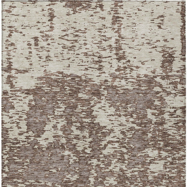 Homeroots 3' Abstract Washable Area Rug - Durable Indoor Outdoor Rectangle Rug For Stylish Spaces Brown Polyester 612724