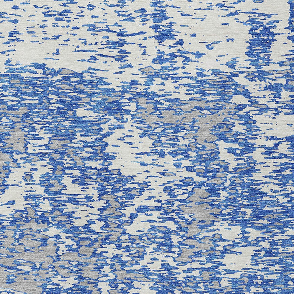 Homeroots 3' Abstract Washable Area Rug - Durable Indoor Outdoor Rectangle Rug For Stylish Spaces Blue Polyester 612726