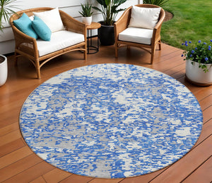 Homeroots 3' Abstract Washable Area Rug - Durable Indoor Outdoor Rectangle Rug For Stylish Spaces Blue Polyester 612727